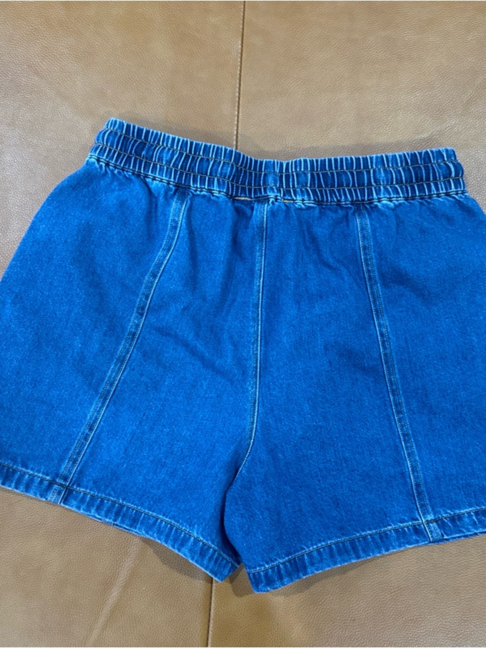 Women’s Denim Shorts Blue Drawstring Elastic Waist Casual Summer Lounge - Picture 4 of 8